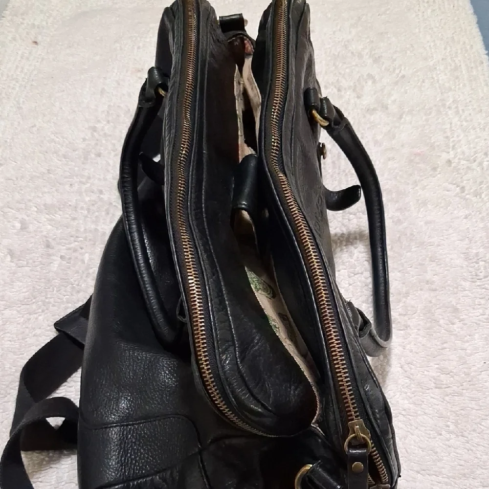 Margot Black Leather Travel Bag